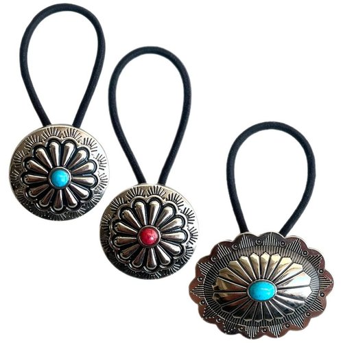 Metal Hair Ties Metal Hair Clips Turquoise Stone Ponytail Holder 3pcs Elastic s Vintage Hair Ropes Hair Bands for Women Girls Hair Accessories Thick Hair Ties Hair Ties for Girls