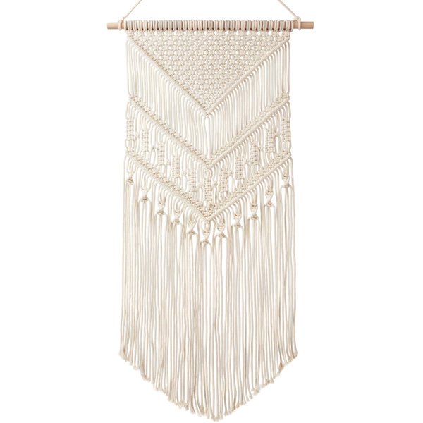Mkono Macrame Wall Hanging Art Woven Boho Home Décor, Geometric Beautiful Yarn Tapestry Wall Decor for Bedroom, Nursery, Apartment, Dorm Decoration, Christmas Gift for Teen Girl Mom, 17" W x 33" L