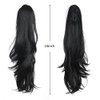HSPJHTM Ponytail Extension, Black Hair Extensions Extension Claw for Women Curly Piece 24" Synthetic Pony Tail Very Long & Voluminous Curled Wavy Heat-Resisting