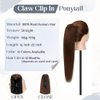 Rich Choices Claw Clip Ponytail Extension Human Hair #4 Medium Brown Real Hair Ponytail Extension Balayage 14 Inch Clip In Long Ponytail Hair Extensions Straight For Women 105g One Piece