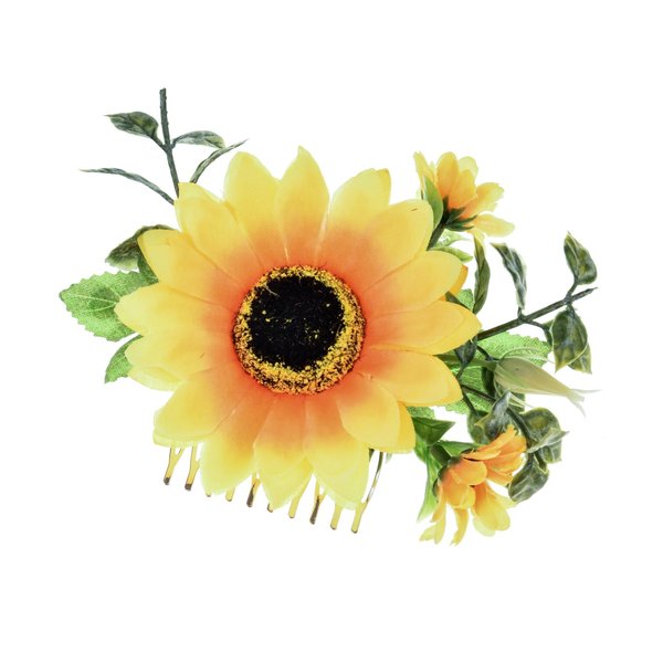 June Bloomy Women Sunflower Hair Comb Wedding Bridal Side Comb Hair Pin BOHO Daisy Headpiece (Metal Comb Sunflower)