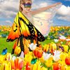 Sunlisky Kids Butterfly Wings Costume for Girls Fairy-Wings Toddler Dress Up Play Costumes Butterfly Skirt Set Mask Party Favors Gifts(Orange+skirt sets)