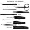Glamne Manicure Set Nail Clippers Kit Professional Stainless Steel Nail Care Tools with Leather Travel Case 10 in 1 Black