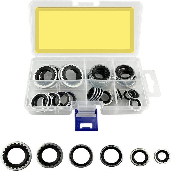 XMHF 15-32241 Original Equipment AC Compressor Seals, Automotive Self-Centered Bonded Seal Air Conditioning Compressor Port Seal Washer Kit 30 Pcs