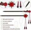 WILLBOND 2 Pieces Chinese Wooden Hair Sticks Retro Wooden Hairpins Japanese Classic Hair Chopsticks Handmade Flower Hair Accessories for Women Girl Long Hair (Classic Style)