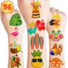 Hawaiian Luau Tattoos Temporary Theme Birthday Party Decorations Supplies Favors Decor Cute Summer Beach Tattoo Stickers 8 Sheets 96 PCS Gifts for Kids Girls Boys Classroom Rewards Carnival Christmas