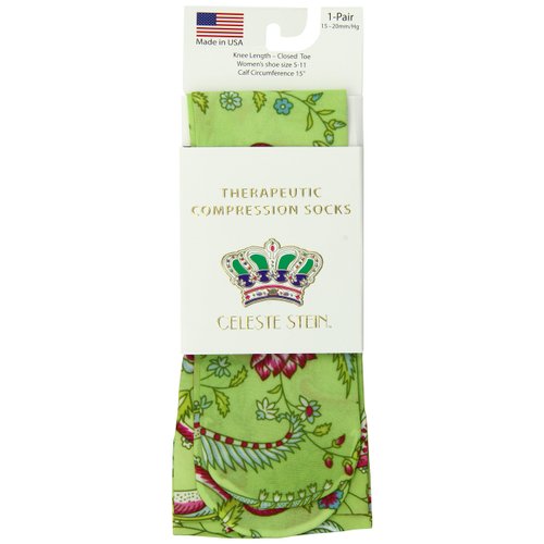 Celeste Stein Therapeutic Compression Socks, Lime Sweet Pea, 15-20 mmHg, Moderate