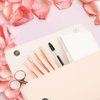 Precision Eyebrow Tweezers Set Pack of 6 for Women Ingrown Facial Hair Removal Pointed Rose Gold Tweezers Scissors Brush Kit for Splinter with Leather Case Gift
