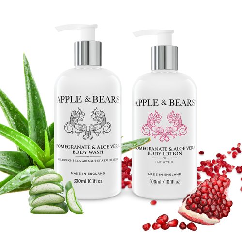 Luxury Pomegranate & Aloe Vera Gift Set - Body Wash & Lotion Each 300ml/10.1 fl oz