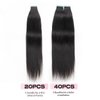 Isheeny Tape in Hair Extensions Human Hair Black Women Yaki Tape in Extensions Human Hair Light Yaki Straight Hair Extensions Real Human Hair Tape in Extensions 20 Inch 20 pieces 50g/set