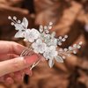 Catery Flower Bride Wedding Hair Comb Silver Bridal Hair Pieces Bride Rhinestones Hair Jewelry Opal Headpieces Bead Side Combs Decorative Hair Accessories for Women and Girls
