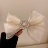 Wiwpar Bow Hair Clips for Women Gauze Bow Hair Clip Rhinestone Bow Barrettes for Women Girls (Ivory)