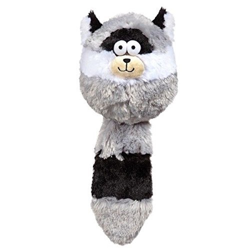 ZA Ball Shaped Dog Toy Furry Fatties Crinkle Squeak Pick Racoon Skunk Squirrel 15" (Raccoon)