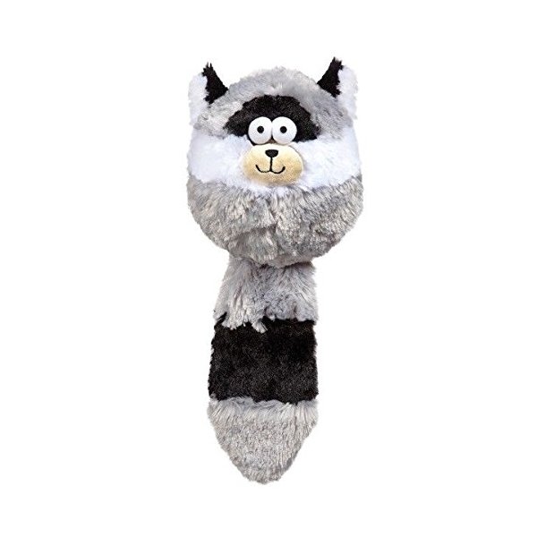 ZA Ball Shaped Dog Toy Furry Fatties Crinkle Squeak Pick Racoon Skunk Squirrel 15" (Raccoon)
