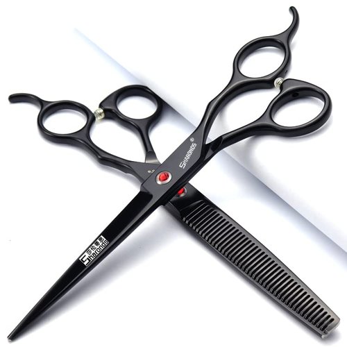 SHARONDS 6/7 Inch Professional 440C Hair Cutting Scissor Salon Hairdressing Thinning Shears Perfect for Barber and Home Use (7 in 3pc)