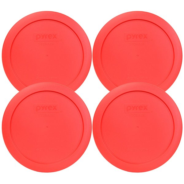 Pyrex 7201-PC Round Red 6.5" 4 Cup Lid for Glass Bowl 4 Pack