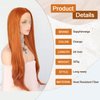 Sapphirewigs Orange Wig Long Natural Straight Wave Wigs Synthetic Lace Front Hair Replacement Wigs Beauty Blogger Daily Makeup Cosplay Ginger Wig for Women Halloween Costumes Wigs