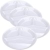 AIYoo Reusable Dinner Plates 4 Pack 10.25 Inch Plastic White Divided Plates for Adults Camping 3-Compartment Portion Control Plate Round Diet Lightweight Dinner Plates