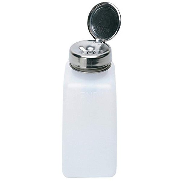 MENDA 35312 High-Density Polyethylene/Hdpe/Steel/Low-Density Polyethylene/Ldpe Dispensing Bottle, One-Touch Liquid Dispenser Pump, Natural Square HDPE, 8 oz, 2 fl. oz. Capacity