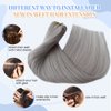 24Inch Silver Grey Human Hair Bundles 120Gram 100% Brazilian Silky Straight Sew in Extensions Double Weft Grey Human Hair Bundles for Women Hand Tied Weft Hair Extensions Silver Sew in Hair Bundles