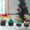 Ercadio 24 Pack Merry Christmas Cupcake Toppers Gold Glitter Santa Hat Christmas Cupcake Picks Merry Xmas Cupcake Decoration Winter Christmas Theme Xmas Holiday Birthday Party Supplies