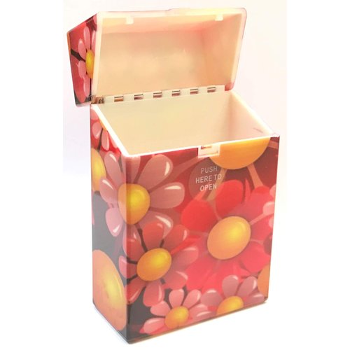 HHB Eclipse Flower Design Crushproof Plastic Cigarette Case, Kings, 2ct, 3116F4