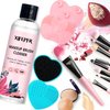 XIFEPFR Makeup Brush Cleaner, 6.8 Fl Oz Make Up Brush Cleaner Cleanser, Makeup Brush Cleaner Solution for Brushes, Sponge, Puff, Makeup Brush Shampoo with 2pcs Cleaning Mat, Gifts for Women