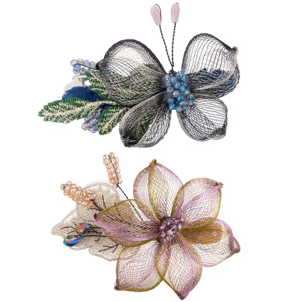 Sinide Womens Hair Barrettes Copper Wire Bride Hair Clips Butterfly Wedding Head Piece Flower Hair Jaw Clamp Hairpin Crystal Hair Accessories for Women and Girls (2 Pack)