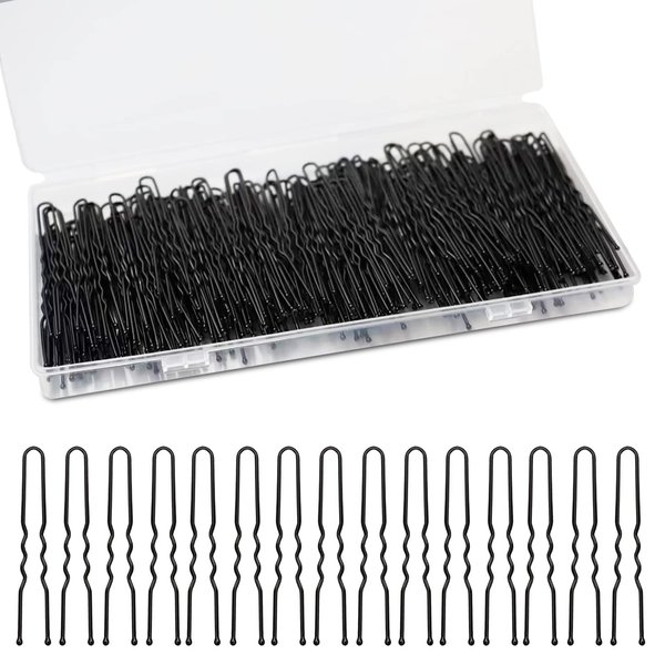 U Shaped Hair Pins, 240Pcs Black U Pins Hair Pins for Buns Updos Hair Grip Bulk for Hairstyle with Storage Box, 2.4inch