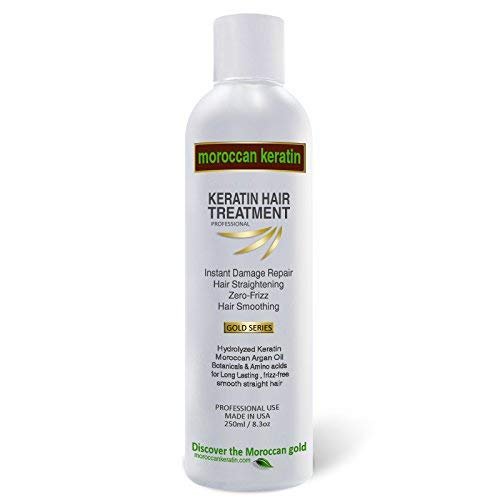 MOROCCAN KERATIN GOLD SERIES Most Effective Brazilian Keratin Hair Treatment 8oz Blowout Straightening Complex Global With Argan Oil Proven Formula Natural Organic Results Keratina Para Alisar El Pelo