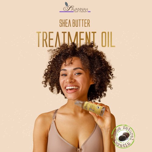 Savannah Hair Therapy Hair Oil with Shea Butter & Keratin- Restore, Revive, Nourish for Dry, Damaged & Color Treated Hair, 3.38 Fl Oz/100 ml