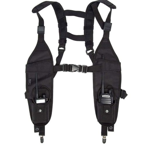 LUITON Radio Shoulder Harness Holster Chest Holder Universal Vest Rig for Police Firefighter Two Way Radio Search Rescue Essentials with American Flag Patch