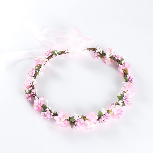 CHANACO Pink Flower Crown, Adjustable Flower Crowns for women, Floral Crown for Wedding, Flower Headband for Baby Shower, Flower Crown for Girls, Flower Girl Headpiece, Boho Flower Headbands for Women