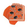 Creative Converting Class of 2020 Orange Grad Beverage Napkins, 5"