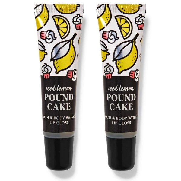 Bath Body Iced Lemon Pound Cake Lip Gloss - Set of 2 (.47 Oz Each)