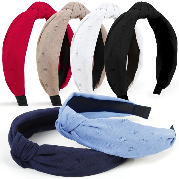 Huachi Headbands for Women Knotted Trendy Womens Headbands Non Slip Head Bands for Women's Hair Top Knot Fashion Hairband for Girls 6PCS Cute Hair Accessories