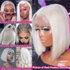 FENJUN Wear and Go Glueless Wigs HD Transparent Lace Frontal #60 Grey White Platinum Blonde Wigs Human Hair Short Bob Lace Front Wigs with Baby Hair Pre plucked Frontal 10 Inch Straight Wigs for Women