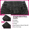 Kinky Straight Clip in Hair Extensions Real Human Hair 8Pcs 120g Kinky Clip Ins Full Head Brazilian Remy Hair Extensions for Women Natural Black Double Weft Hair Extensions Clip Ins 20 Inch