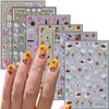 Vezocim Flower Nail Art Stickers Decals Ultra Thin 3D Nail Self-Adhesive Sticker Designs Sunflower Daisy Tulip Butterfly Ladybug Nail Transfer Decal Supplies for Women Manicure Charm Decorations