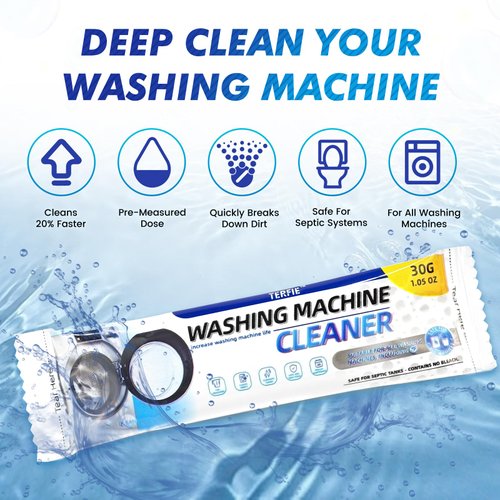 TERFIE Washing Machine Cleaner Powder - 24 Month Supply, Deep Clean Descaler & Odor Eliminator, Eco-Friendly Formula for All Machines (24 Pack)