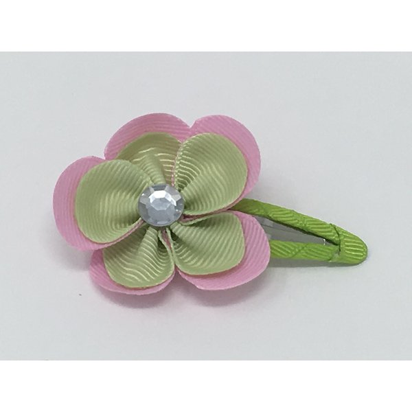 Snap Clip, Flower Hair Clip, Lavender and Green Hair Clip, Grosgrain Flower Hair Clip