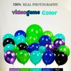 Video Game Balloon Garland Arch Kit 127Pcs Purple Teal Blue Green Black Purple Starburst Foil Balloons for Boys Game Theme Party Decorations gamer night Birthday Supplies