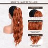 Aida ble 24 Inch Ponytail Extension Drawstring Pony Tails Hair Extensions Long Curly Wavy Ponytail Hair Extension Natural Synthetic Ponytail Hair Pieces for Women (Ginger)