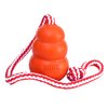 KONG Aqua Floating Fetch Toy - Dog Floating Toy for Water Retrieval, Play, Exercise & More - Natural Rubber Dog Toy with Foam Interior & Rope for Farther Throwing - Orange, for Medium Dogs