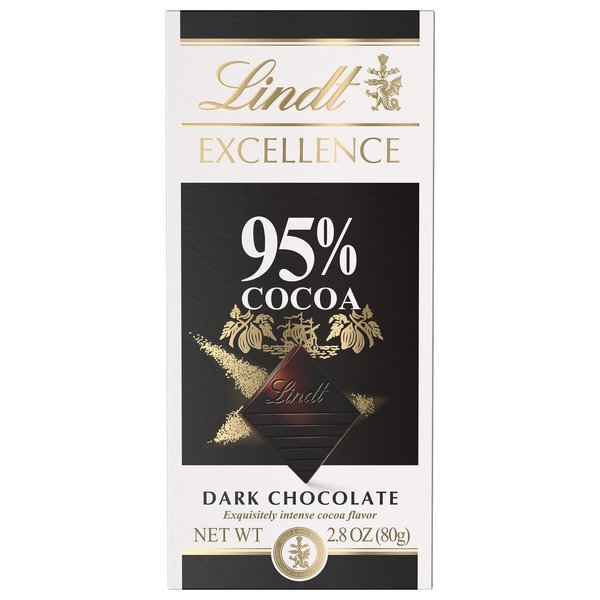 Lindt EXCELLENCE 95% Cocoa Dark Chocolate Candy Bar, Dark Chocolate, 2.8 oz. Bar