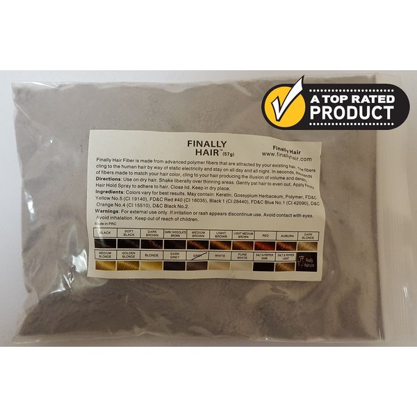 Finally Hair Hair Loss Concealer. Grey 50 Gram Refill - Refill Your Existing Fiber Bottle - Hair Filler Fibers (50g 50gr 50gram 50 G Gr Gram Grey/Gray - Medium Grey)