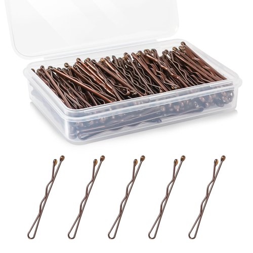 Mini Bobby Pins Brown, 150 Count 1.38 Inch Small Hair Bobby Pins with Storage Box for Kids, Girls and Women, Premium Hair Mini Bobby Pins for All Hair Types - Brown