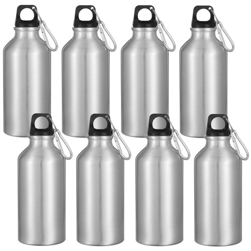 8 Pcs Aluminum Water Bottle 20 oz Reusable Bottles Lightweight Leak Proof Aluminum Sports Travel Bottles with Twist Cap Buckle for Gym, Hiking, Cycling, Camping, Fishing
