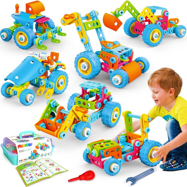 MOONTOY Kids STEM Kit Building Toys for 3 4 5 6 7 8+ Year Old Boy Girl Birthday Gift, 118 Pcs Preschool Educational Building Block Activities Age 3-5 4-8 5-7 6-8 Engineering Construction Creative Game