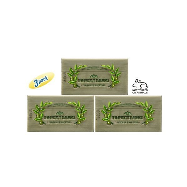 Papoutsanis Pure Olive Oil Bar Soap 3 Pack 3x125g (3x4.4oz)